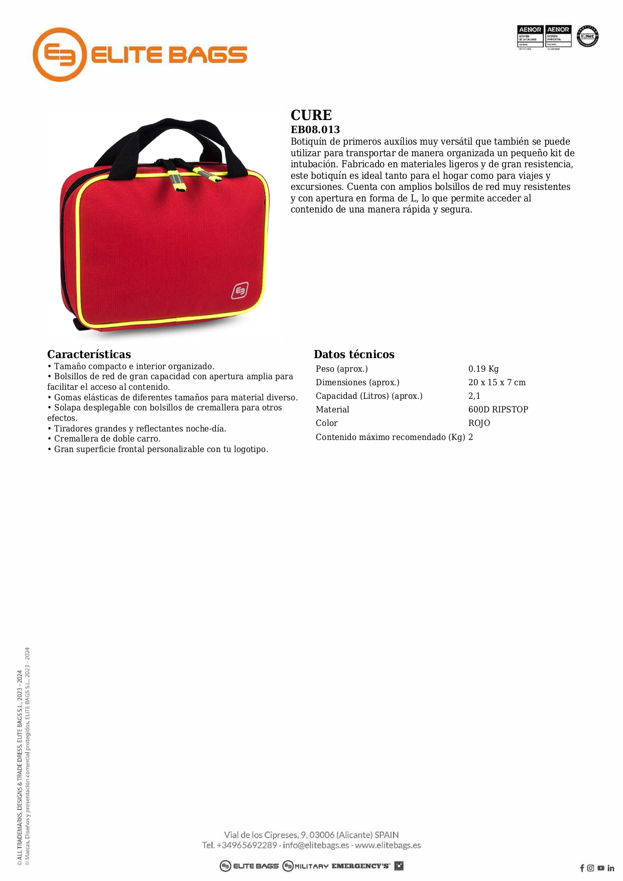 CURE. Botiquín extensible pequeño. Rojo.