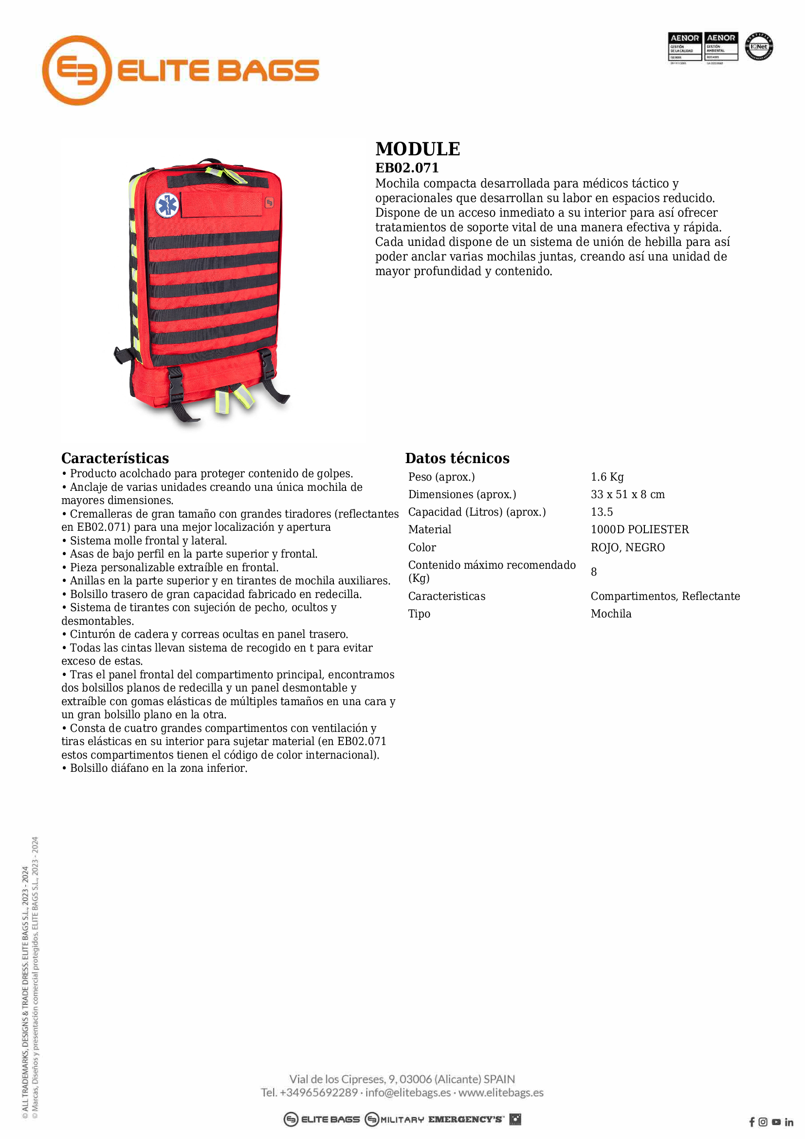 MODULE, Mochila emergencias extraplana rojo.