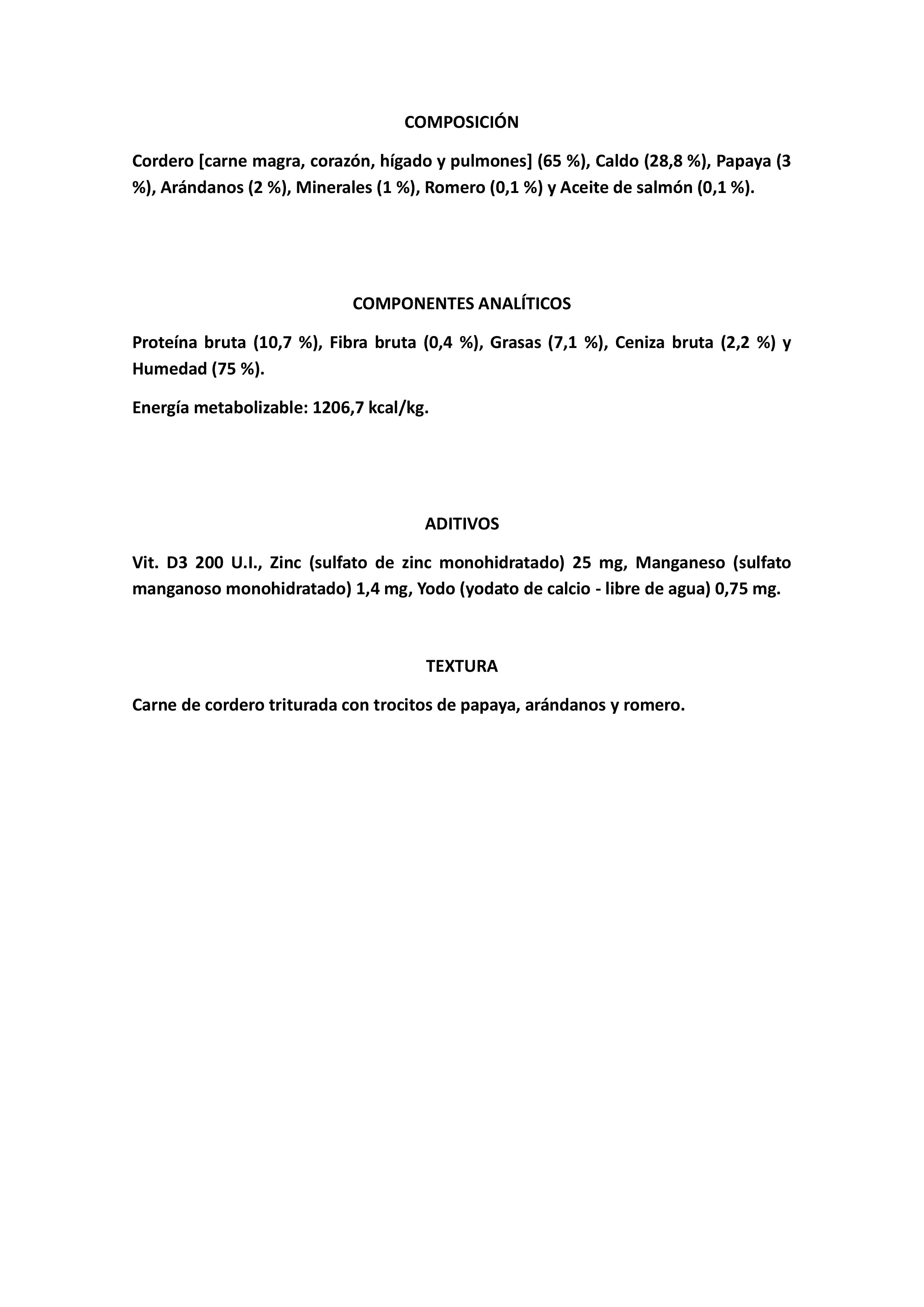 CORDERO CON PAPAYA , ARÁNDANOS Y ROMERO 400gr.