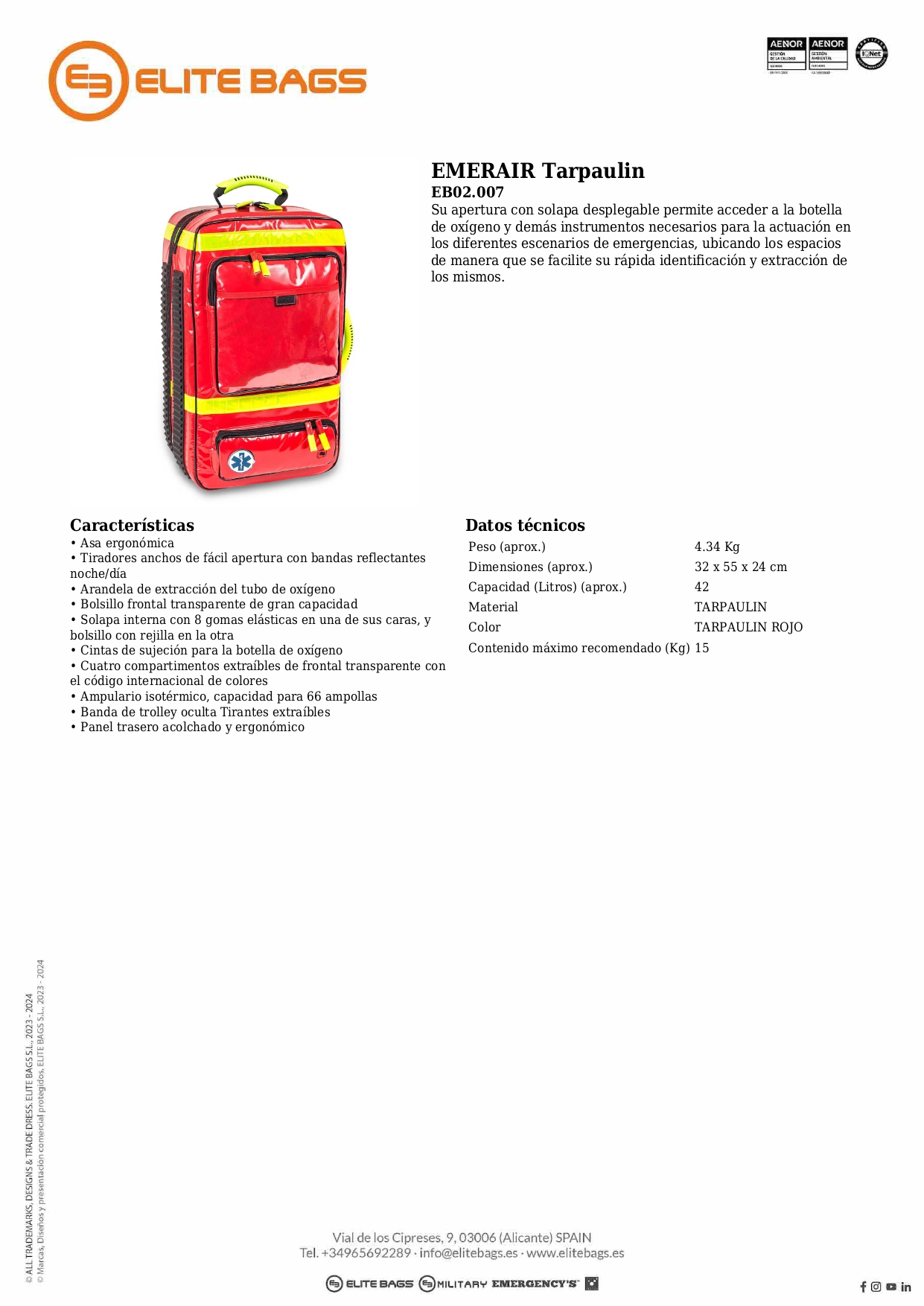 EMERAIR Tarpaulin. Maletín Emergencias de Soporte Vital Avanzado (SVA)