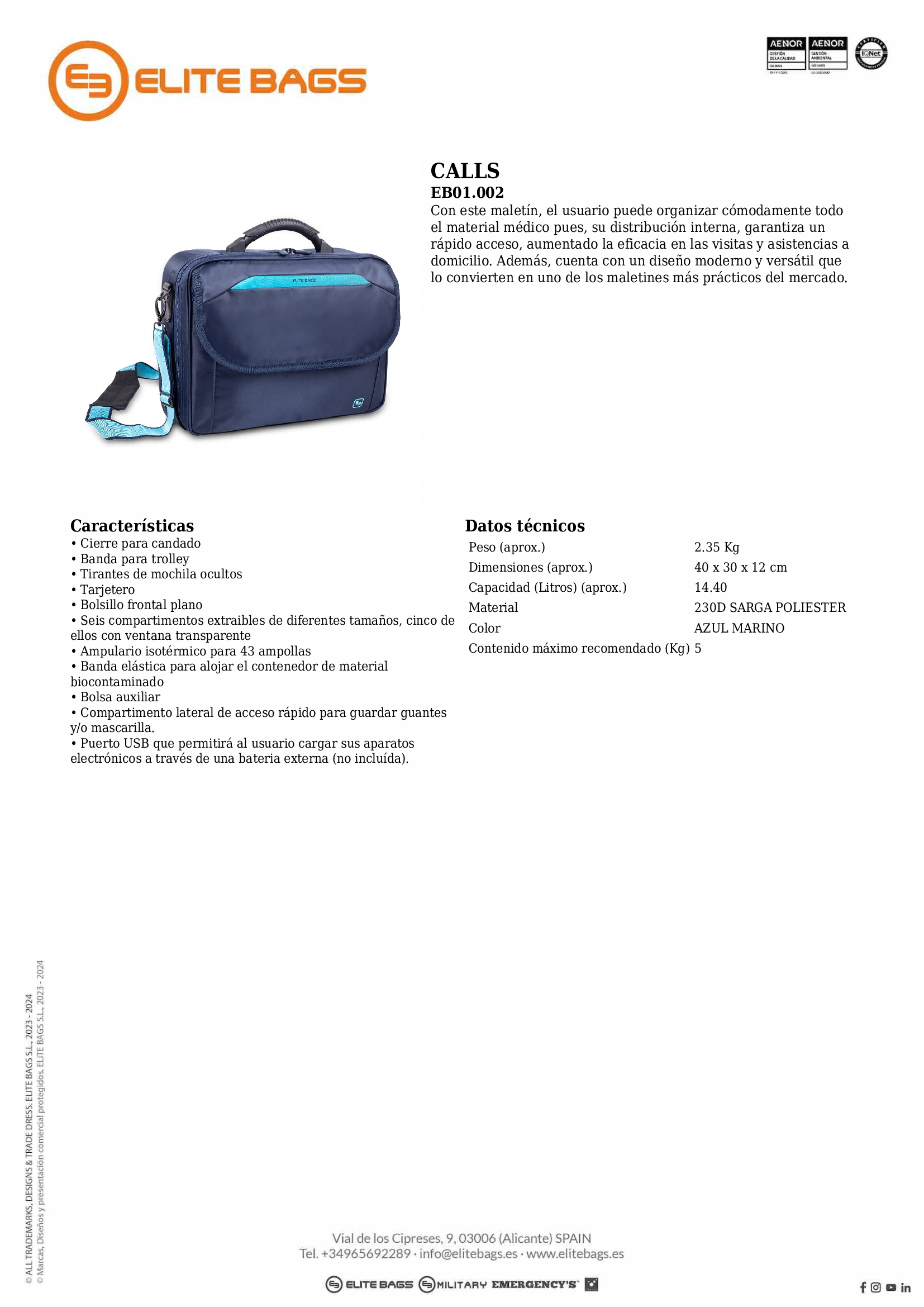 CALLS Maletín asistencia domiciliaria. Azul Marino