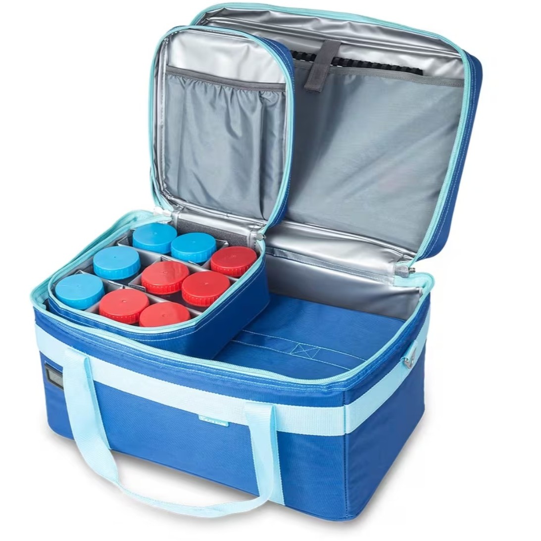 MINI COOLS, bolsa isotérmica mediana para transporte de muestras. Azul.