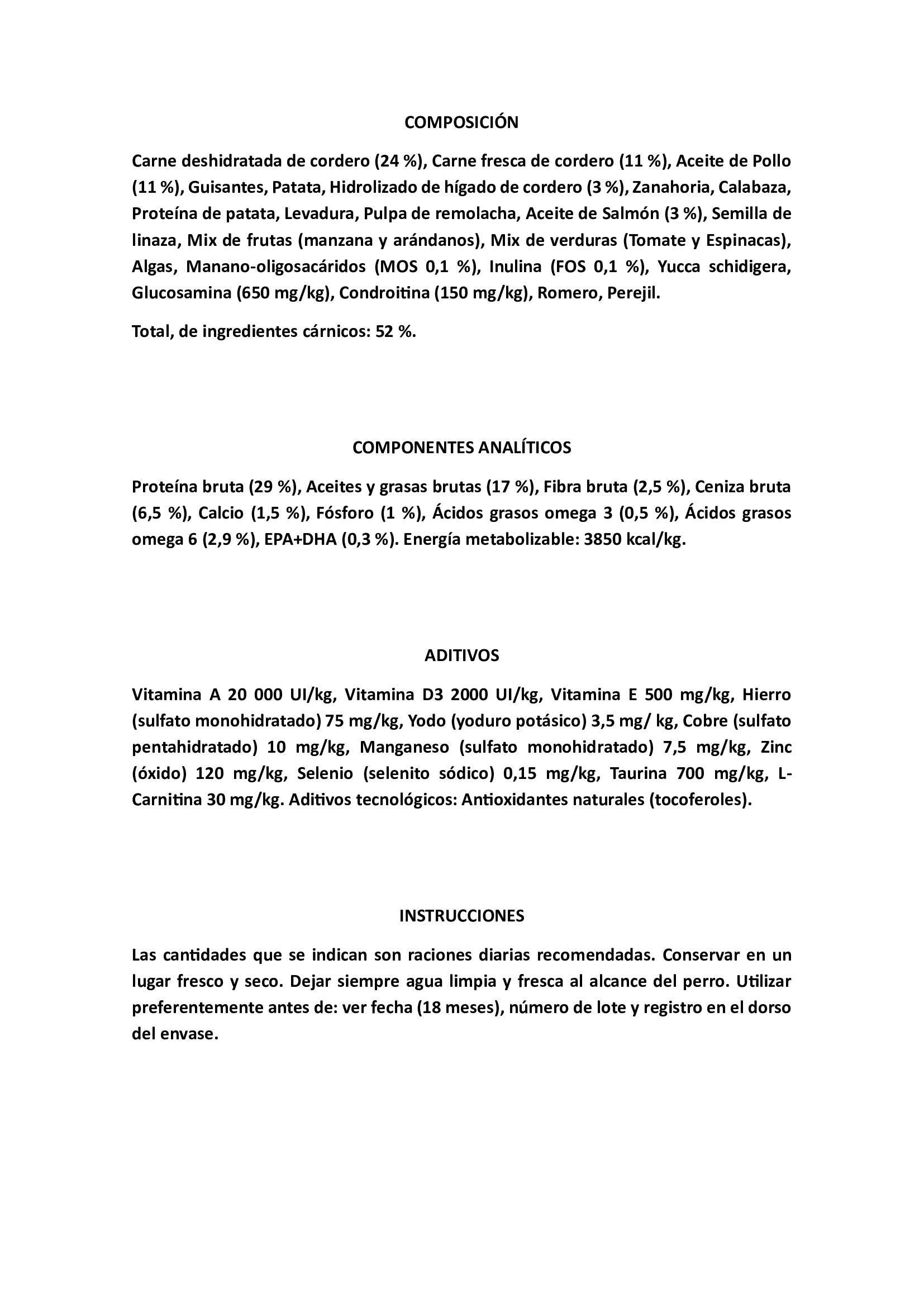 RECETA DE CORDERO - SENSITIVE 2kg.
