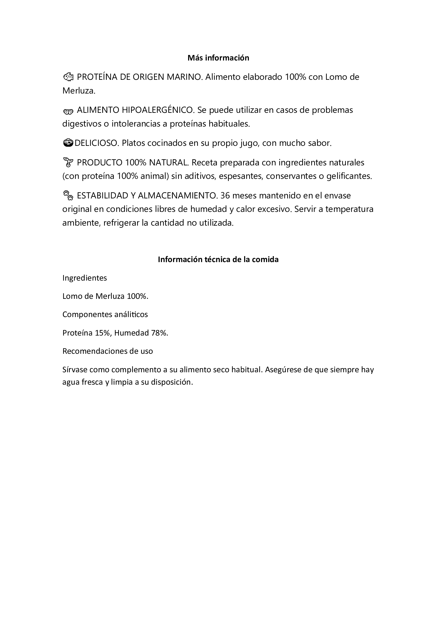 Merluza al Natural para gatos 120 gr.