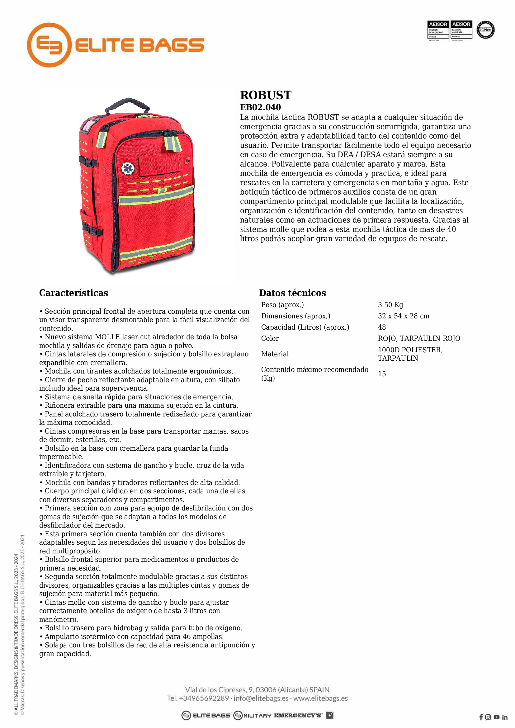 ROBUST. Mochila SVB / SVA de rescate.