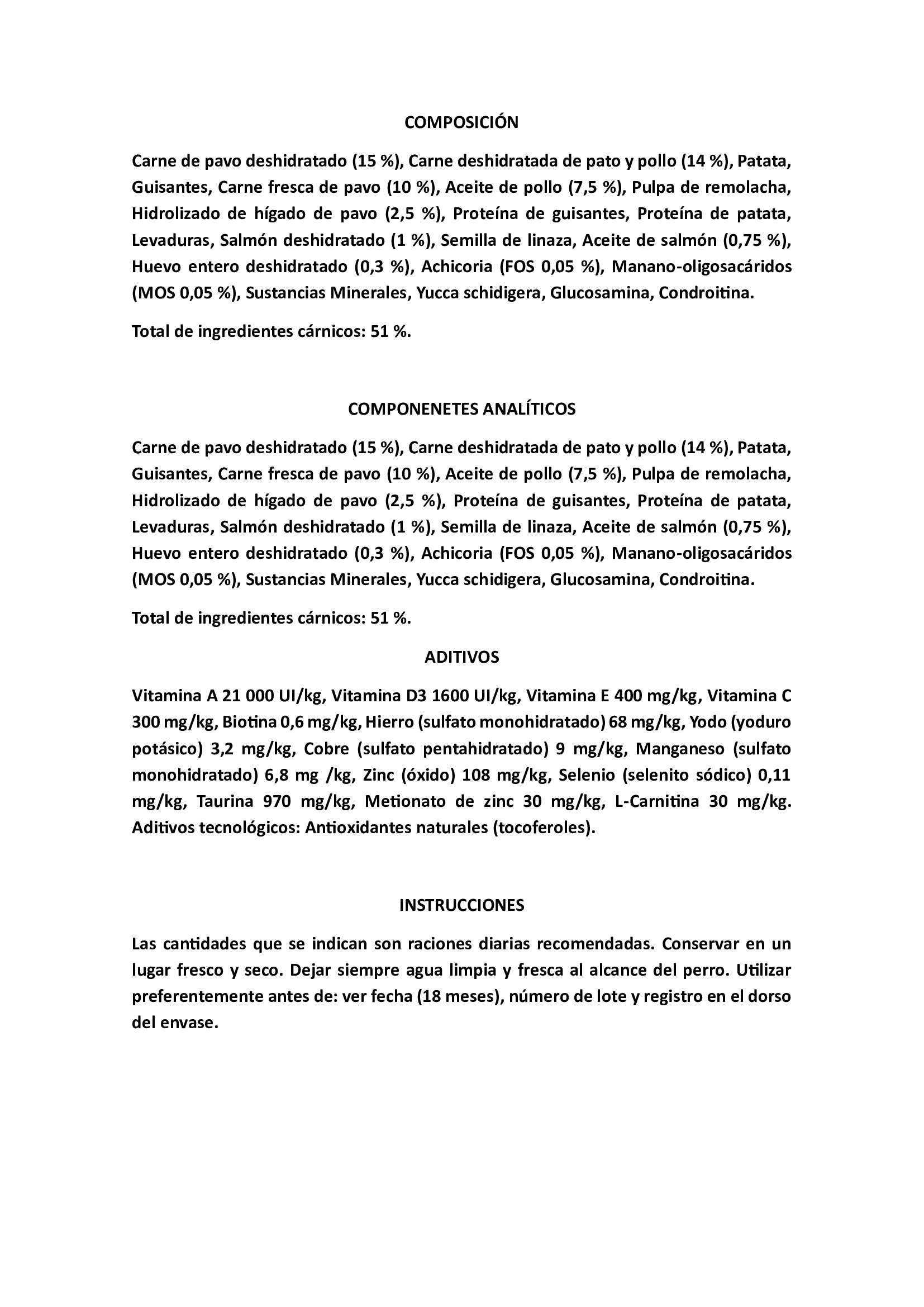 RECETA DE PAVO 10kg.