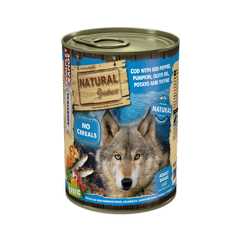 BACALAO CON PIMIENTO ROJO, CALABAZA, ACEITE DE OLIVA, PATATA Y TOMILLO 390gr.