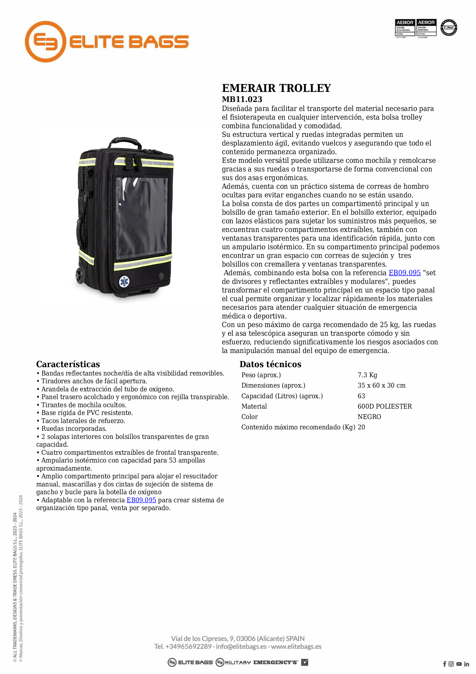 EMERAIR TROLLEY. Maletín Trolley Terapia Deportiva