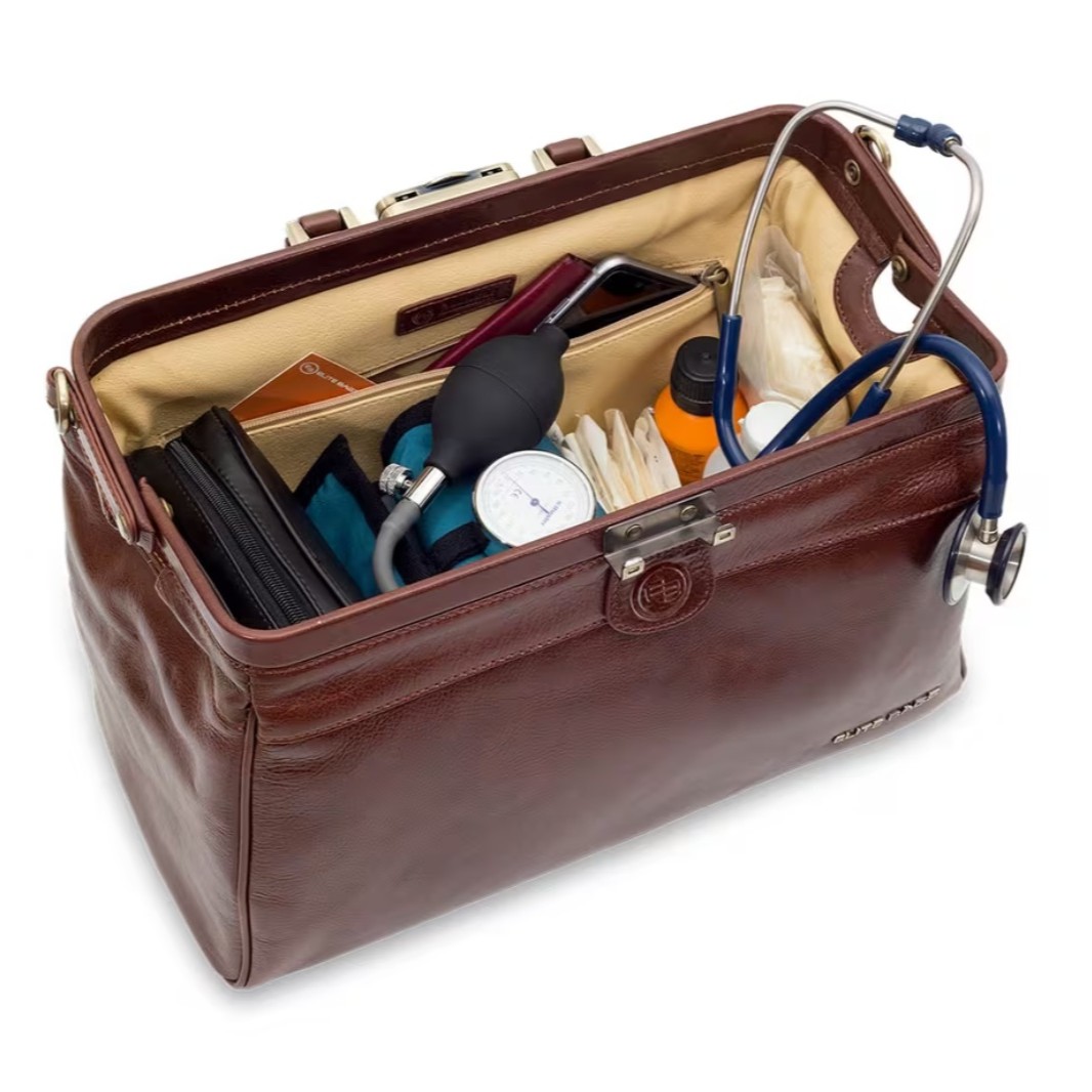 CLASSY, maletín médico compacto, piel. Marrón.