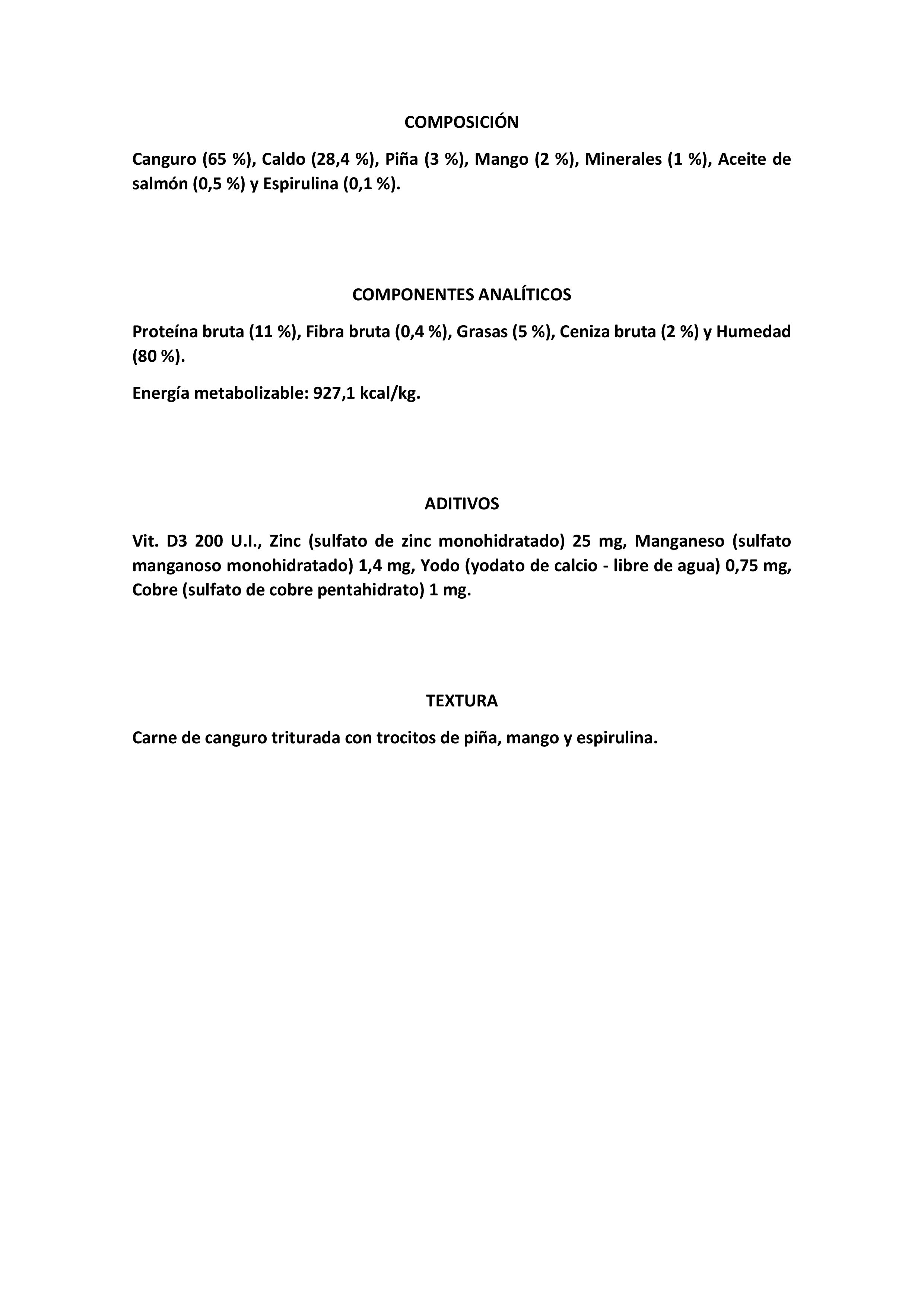 CANGURO CON PIÑA Y  MANGO 400gr.