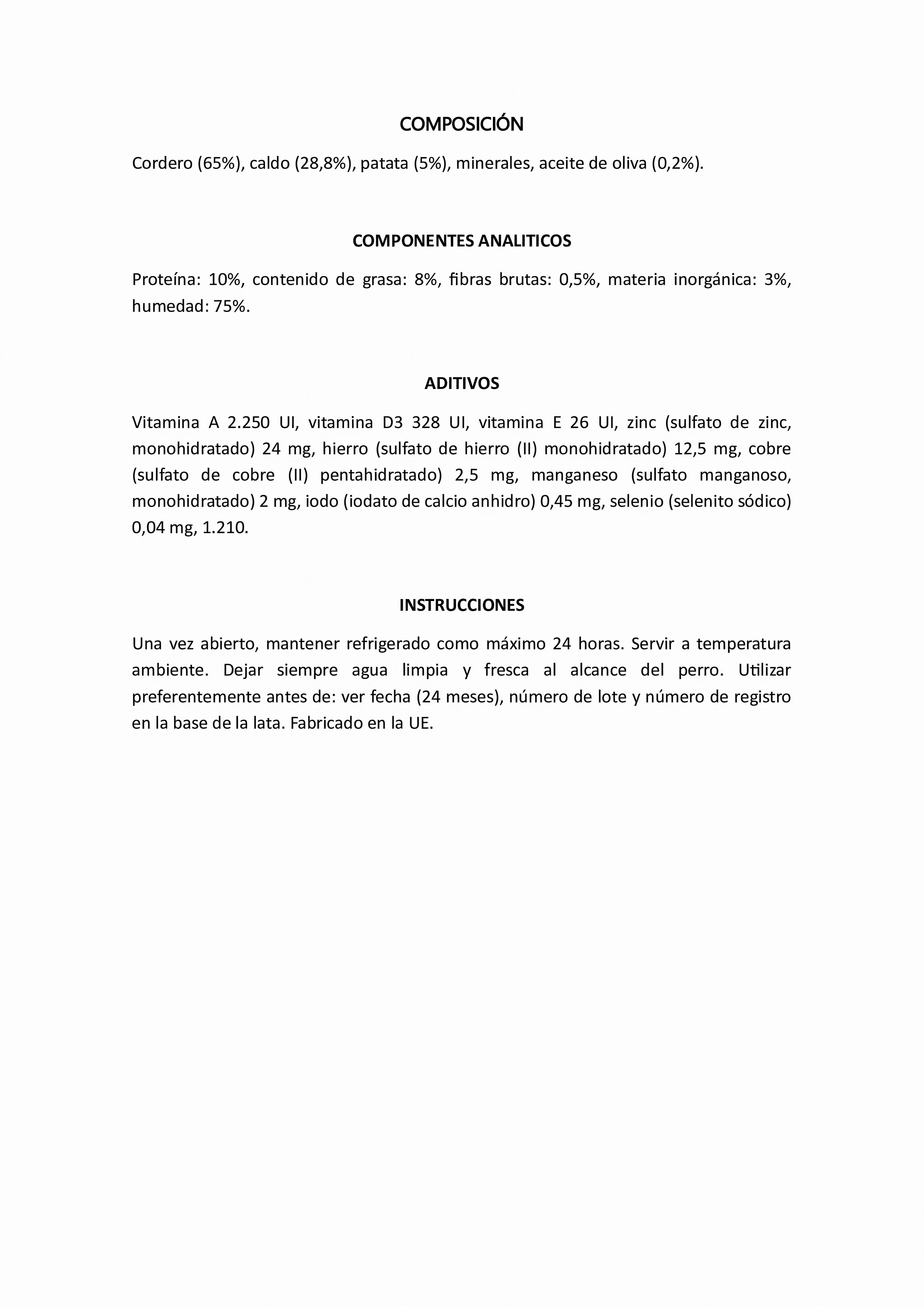 OWNAT WETLINE Lamb with Potatoes 395gr.