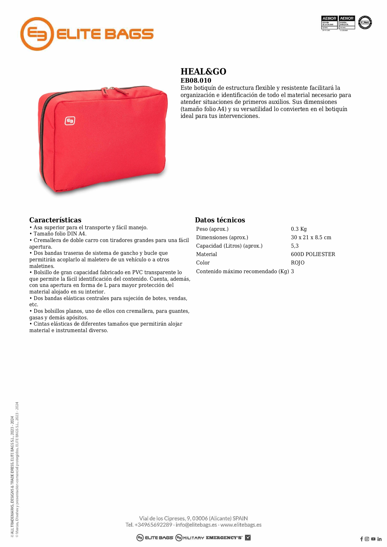 HEAL&GO, Botiquín grande. Rojo