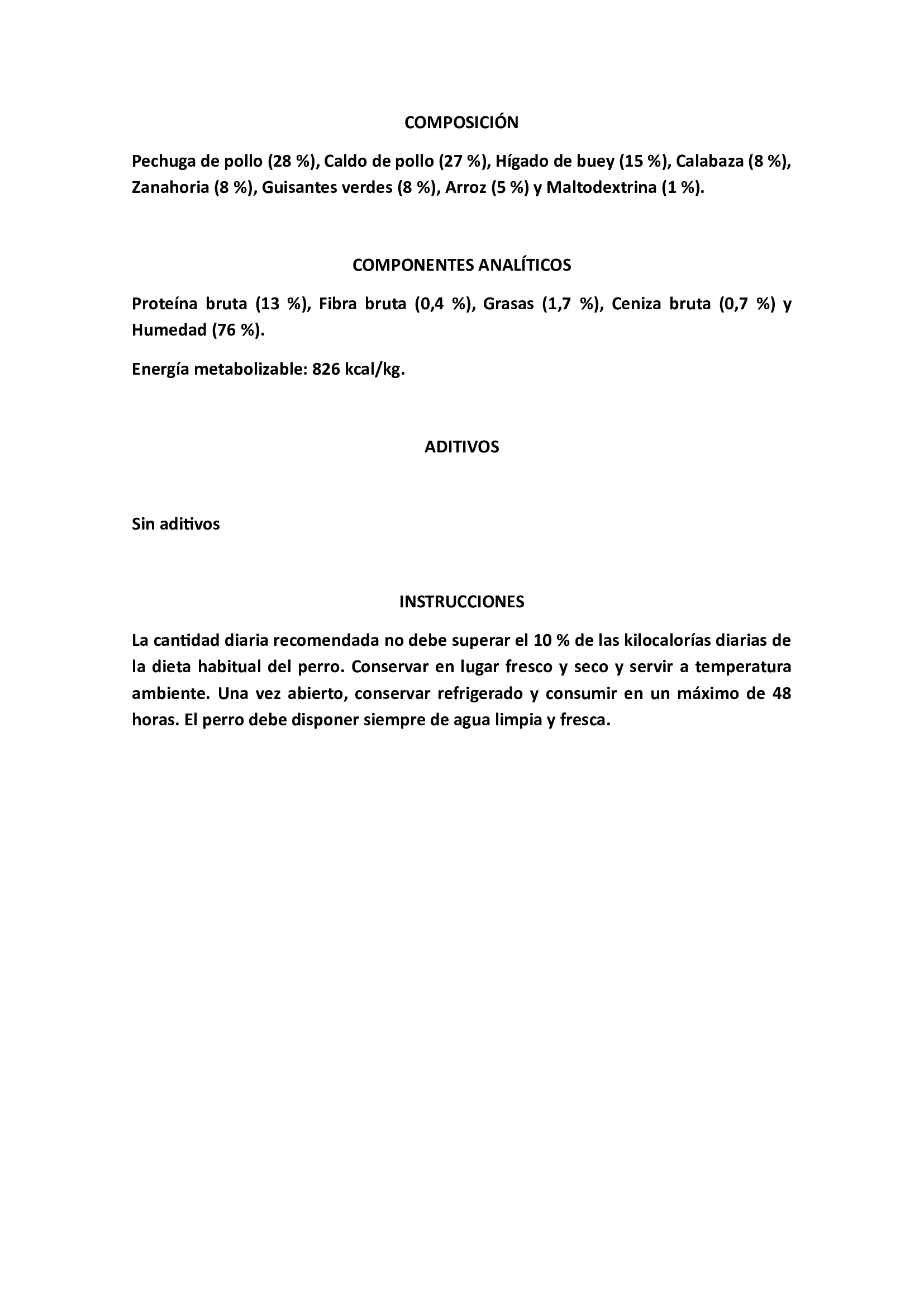 PECHUGA DE POLLO CON HÍGADO Y VERDURAS 156gr.