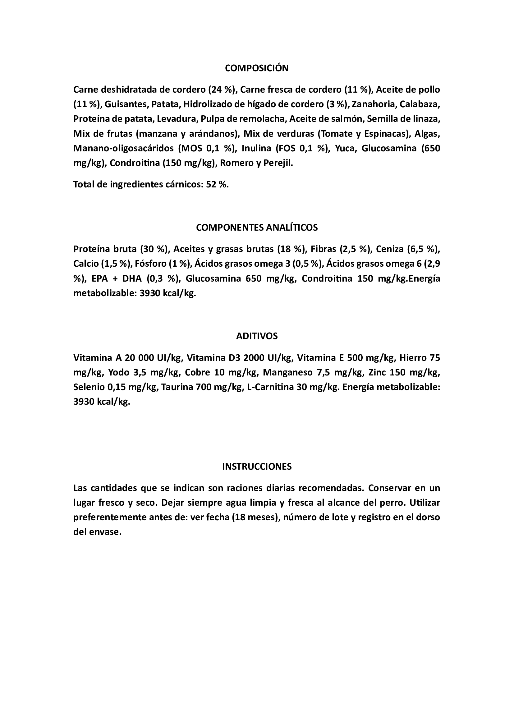 RECETA DE CORDERO - SENSITIVE MINI 6kg.