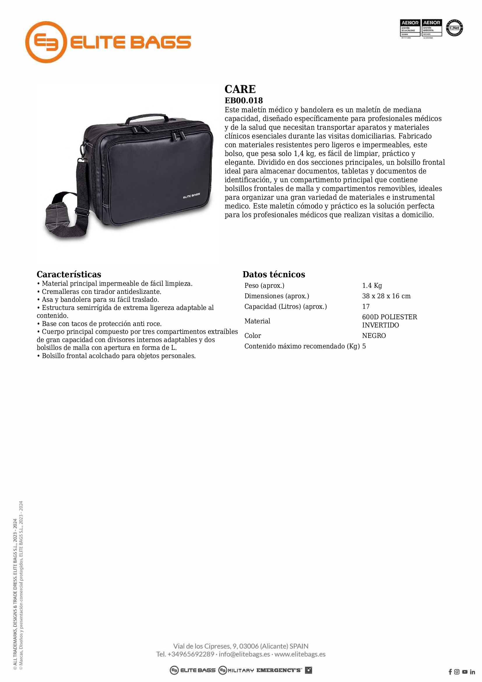 CARE Maletín visitas médicas básico color negro