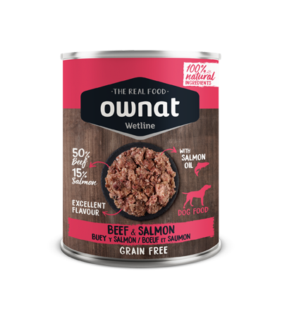 OWNAT WETLINE Beef and Salmon 395gr.
